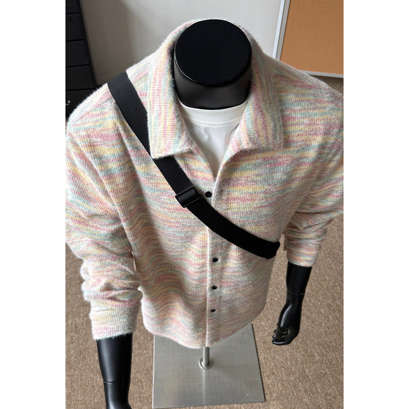Damen Modische Strickjacke mit buntem Muster Drune