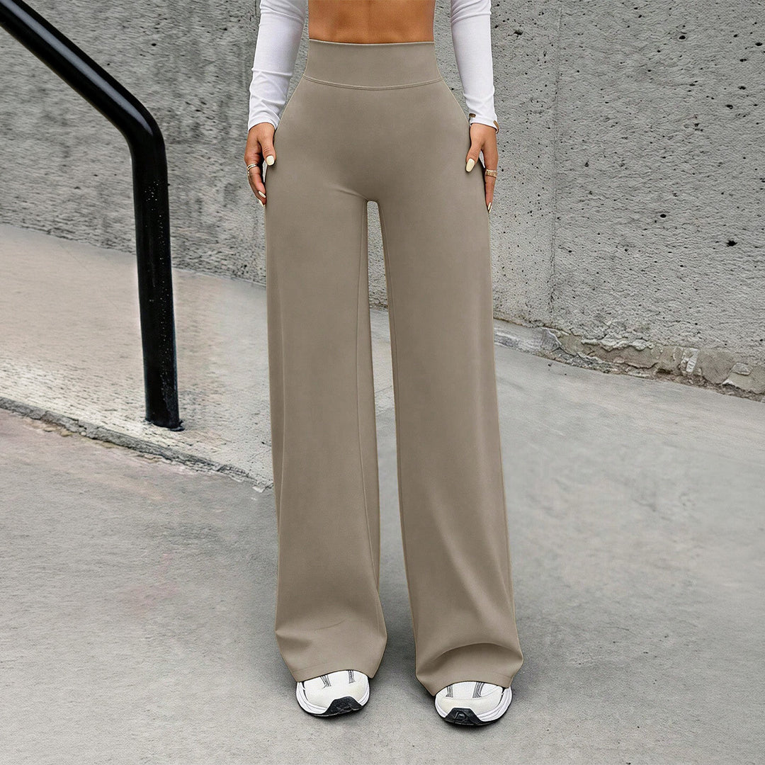 Damen nan hochgeschnittene formende Loungehose mit weitem Schlag und nahtlosem Komfortbund Drune