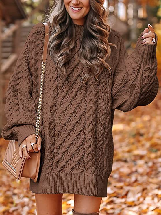 Damen Grobstrickpullover mit überschnittenen Schultern und elegantem Zopfmuster Drune