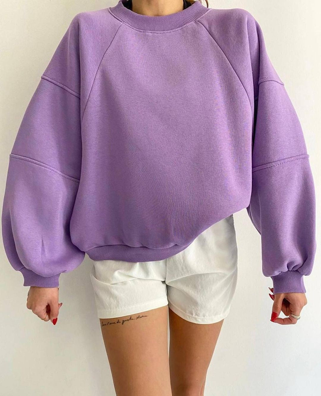 Damen Oversized Sweatshirt mit voluminösen Ärmeln Drune