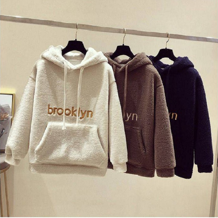 Damen kuscheliger Hoodie mit bequemer Passform und lässigem Schriftzug Drune