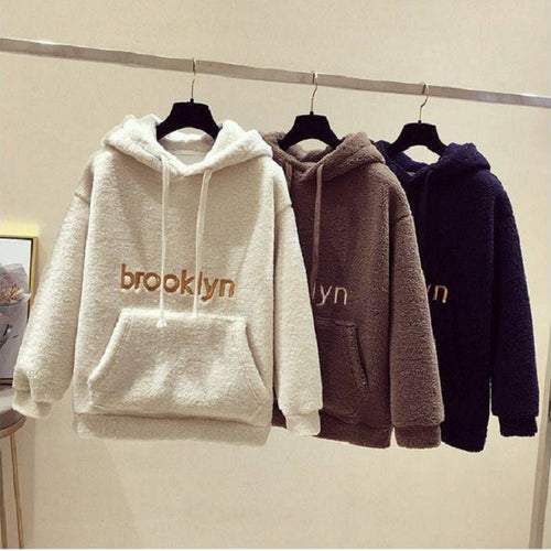 Damen kuscheliger Hoodie mit bequemer Passform und lässigem Schriftzug Drune