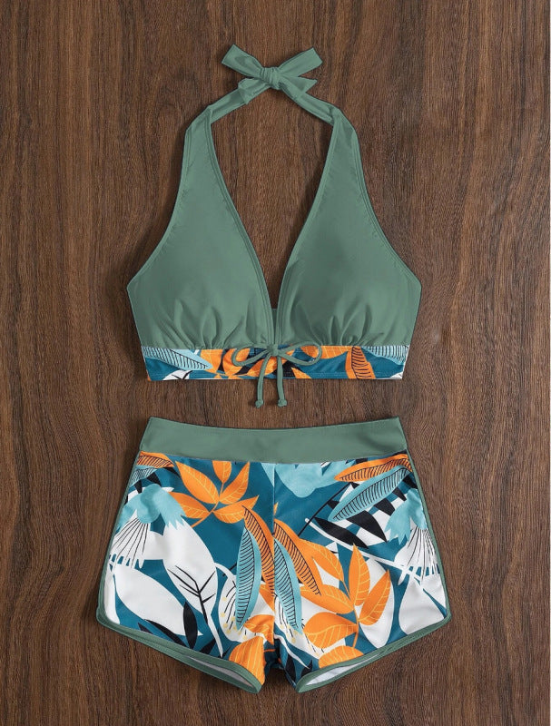 Damen Bikini-Set mit floralem Muster und herausnehmbarem Push-Up-BH Drune