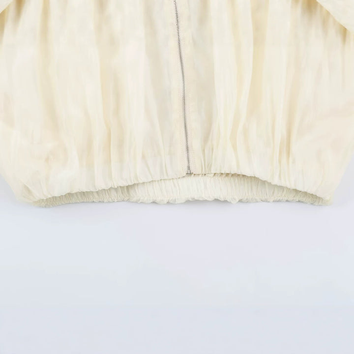 Damen Kurz geschnittene Wollmix-Jacke mit Stehkragen, Reißverschluss und Ballonärmeln Drune