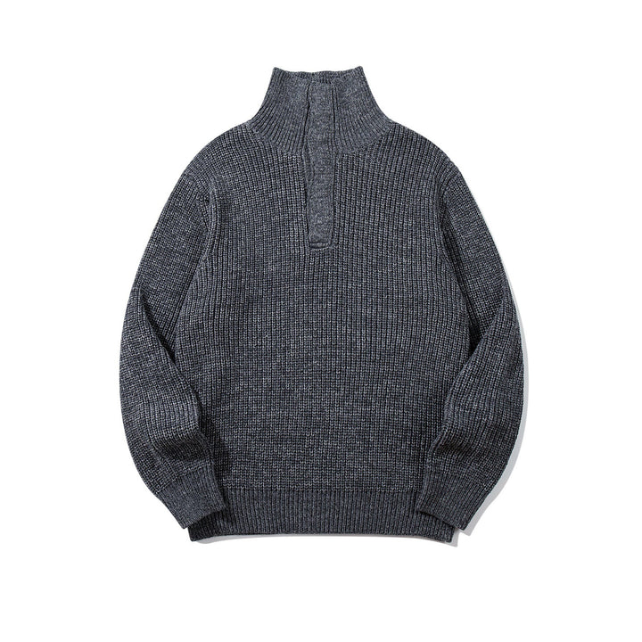 Unisex Grobgestrickter Rollkragenpullover mit halber Knopfleiste Drune