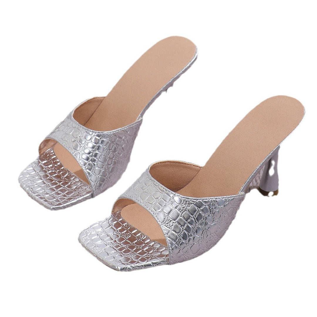 Damen elegante Peeptoe-Sandaletten mit modischem Krokodilleder-Design und schickem Absatz Drune