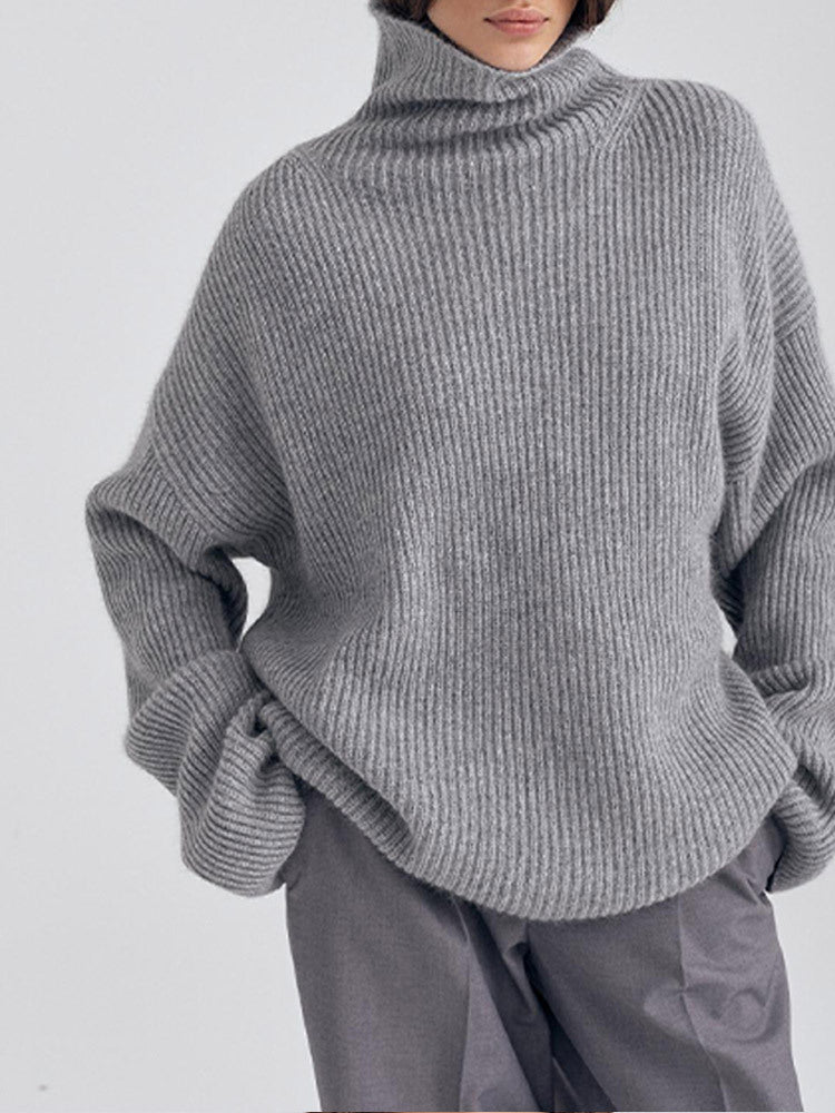 Damen Großer Rollkragen-Strickpullover aus hochqualitativem Material Drune