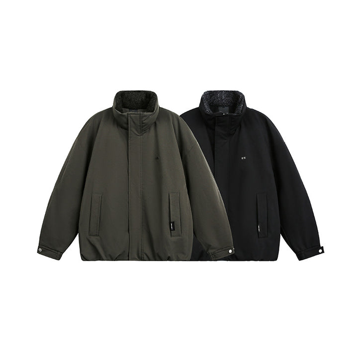 Herren Oversize Steppjacke mit hohem Kragen und Teddyfutter Drune