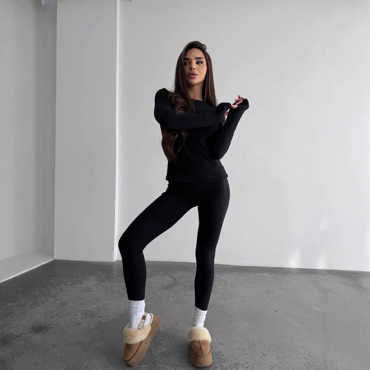 Damen Sportliches Longsleeve-Set mit atmungsaktiven Eigenschaften und enganliegenden Hosen Drune