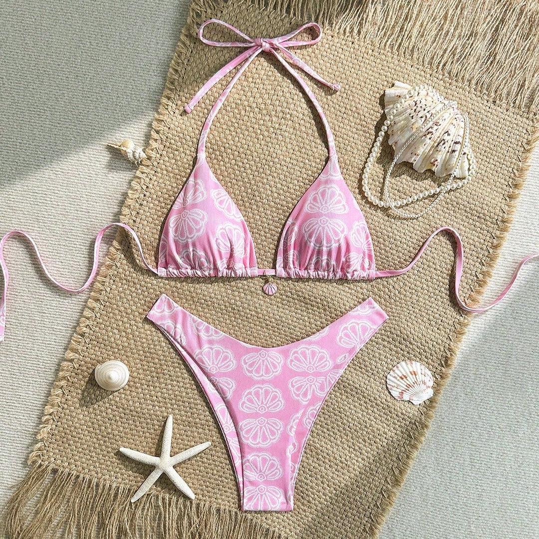 Damen Triangel-Bikini mit floralem Muster und komfortablem Schnitt Drune