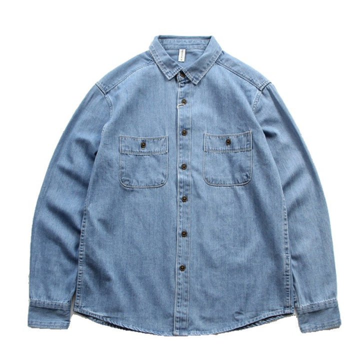 Herren Denim-Worker-Hemdjacke mit Brusttaschen und lockerer Passform Drune