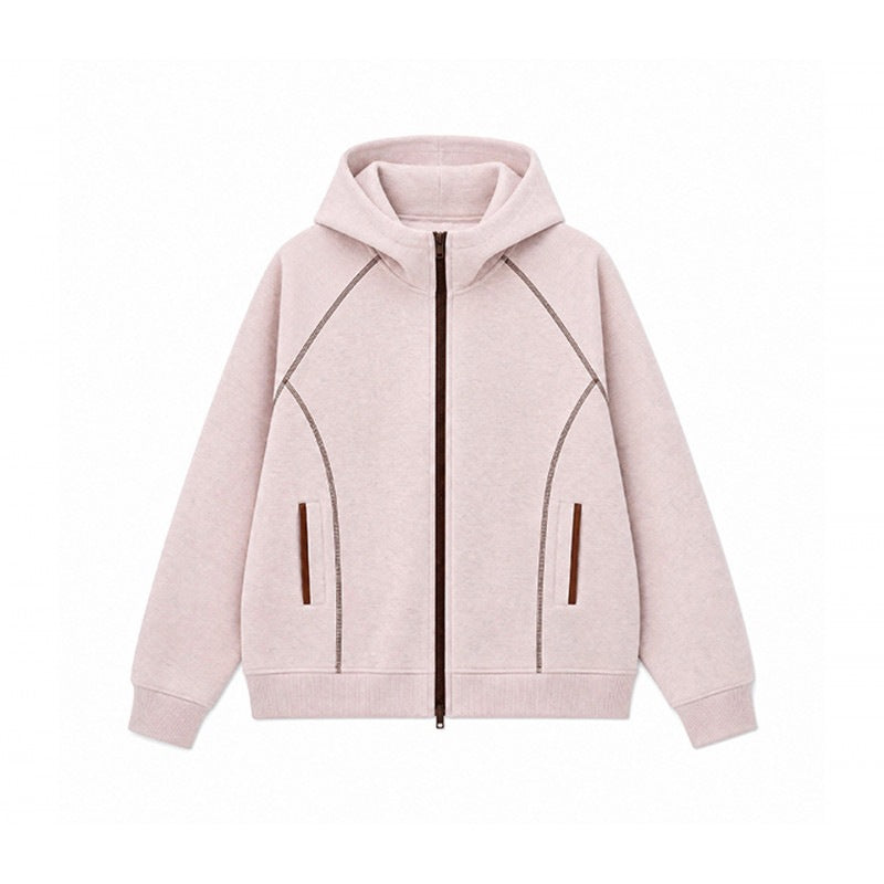 Herren Sportliche Kapuzen-Sweatjacke mit Kontrast-Reißverschluss und ergonomischen Nähten Drune