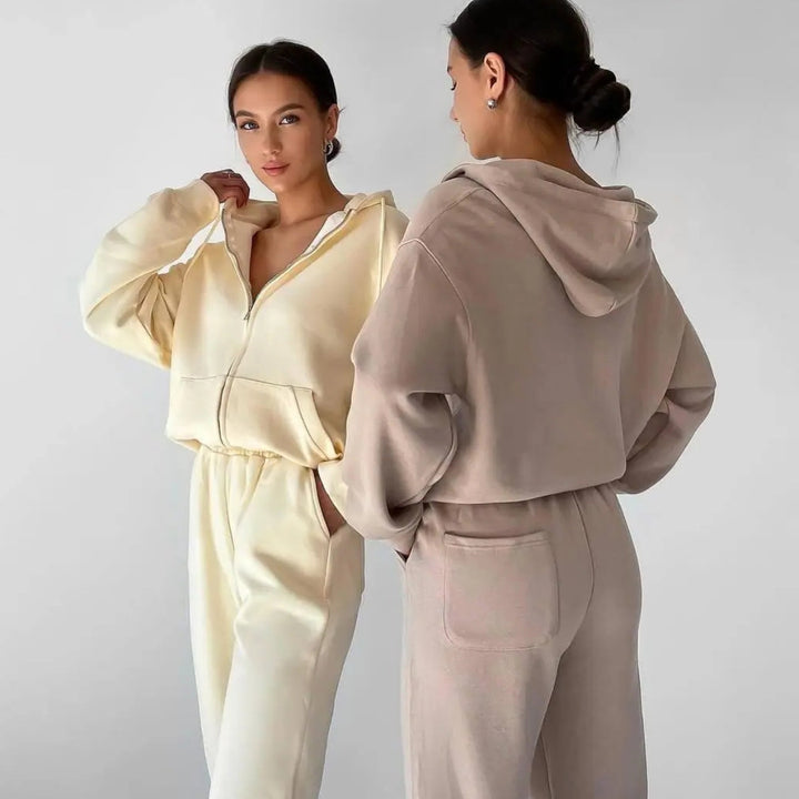 Damen gemütlicher Hoodie und entspannte Jogginghose Set Drune