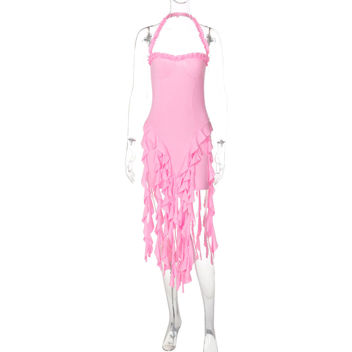 Damen Rüschenkleid mit tiefem Ausschnitt Drune