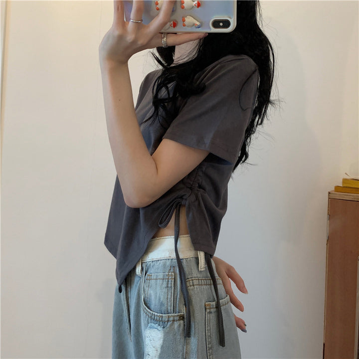Damen Crop-Top mit asymmetrischem Saum und lockerem Schnitt