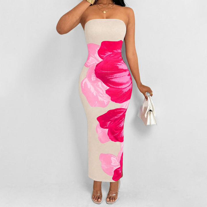 Damen Figurbetontes Langkleid mit floralem Muster Drune