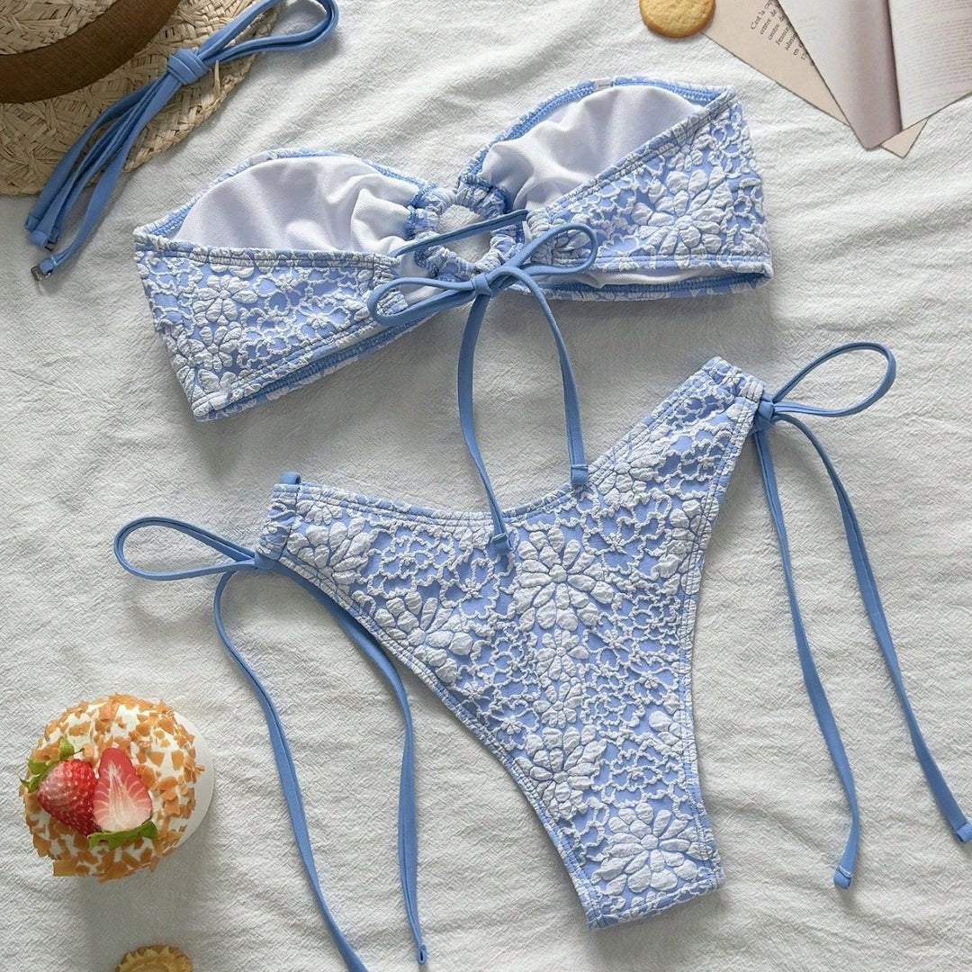 Damen Blumenmuster Bikini Drune