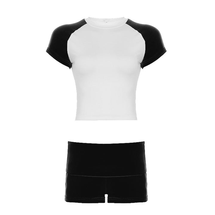 Damen Sportliches Kurzarm-Set mit figurbetontem Schnitt und hohen Bund Drune