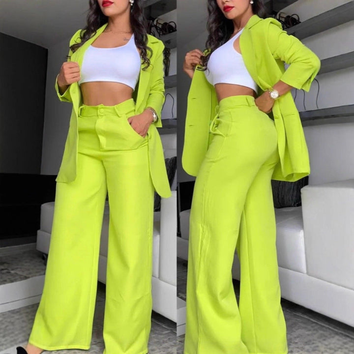 Damen Zweiteiliges Business-Anzug-Set mit weitem Bein und taillierter Jacke Drune