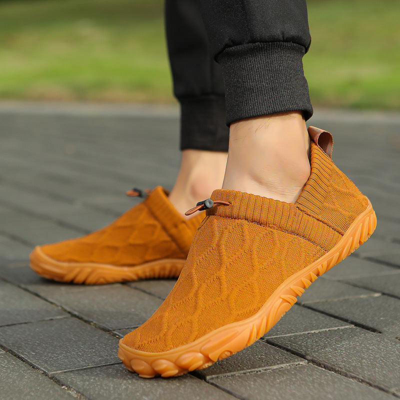 Herren gestrickte Slip-On Freizeitsneaker mit elastischem Schaft, Zuglasche und griffiger Gummisohle Drune