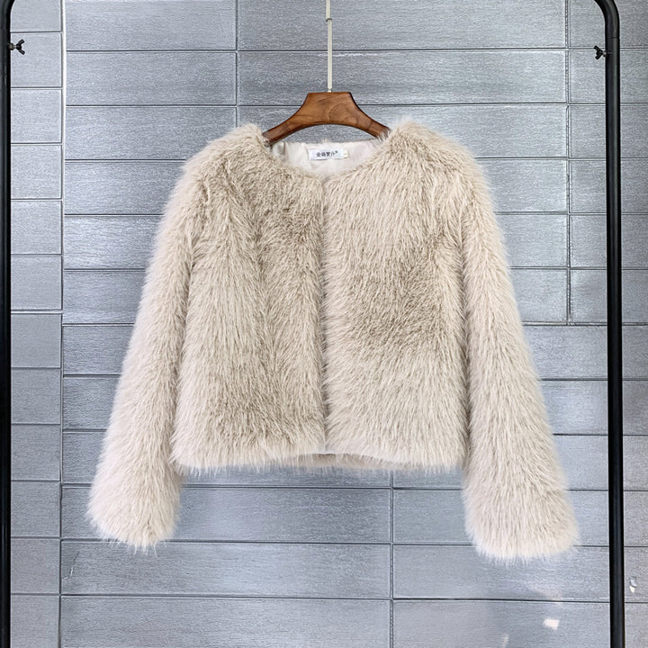 Damen Flauschige Kurzjacke mit offenem Schnitt Drune