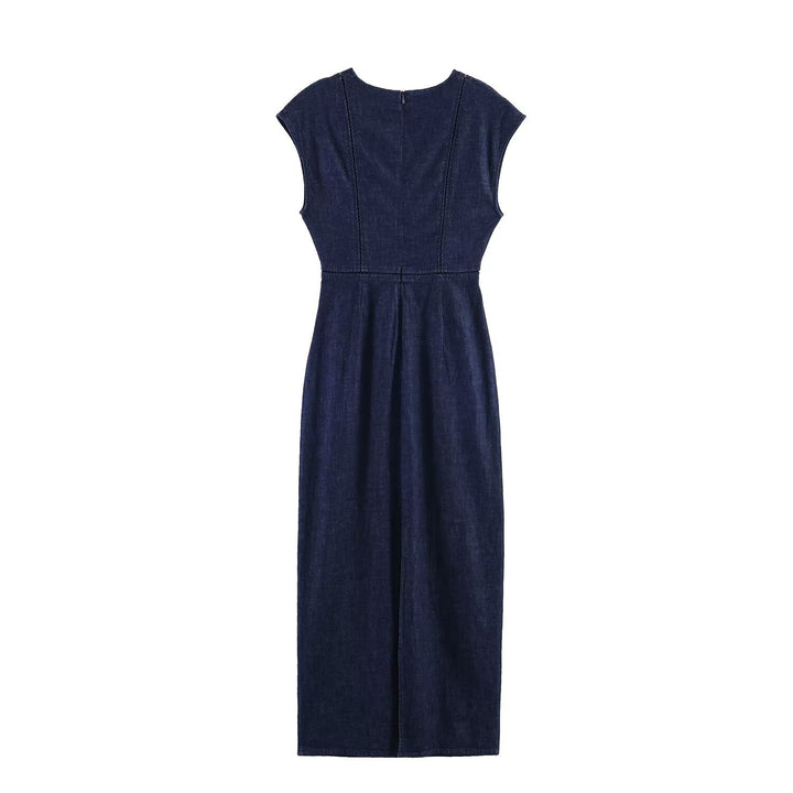 Damen Maxikleid mit V-Ausschnitt und schmaler Silhouette Drune