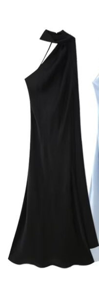 Damen Maxikleid mit asymmetrischem Schnitt und fließendem Stoff Drune