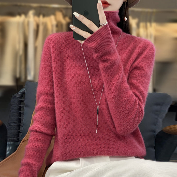 Damen Weicher Feinstrick‑Mockneckpullover mit flauschiger Mohair‑Optik, zarter Wabenstruktur und legerer Oversize‑Passform Drune