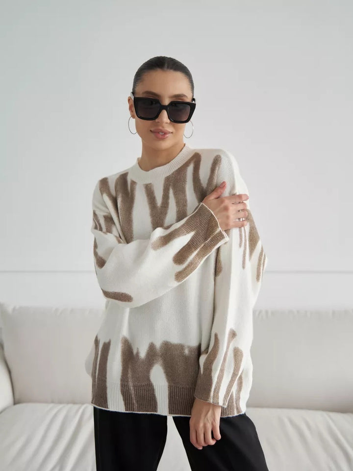 Damen Trendiger Strickpullover mit modischem Muster Drune