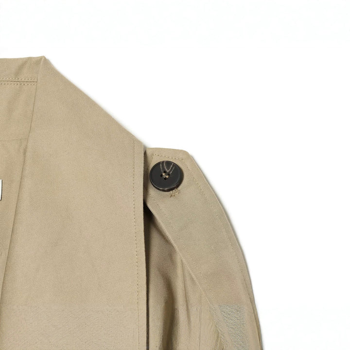 Damen Kurzjacke im Trenchstil mit Boxy-Schnitt, Doppelreihe und Schulterklappen Drune