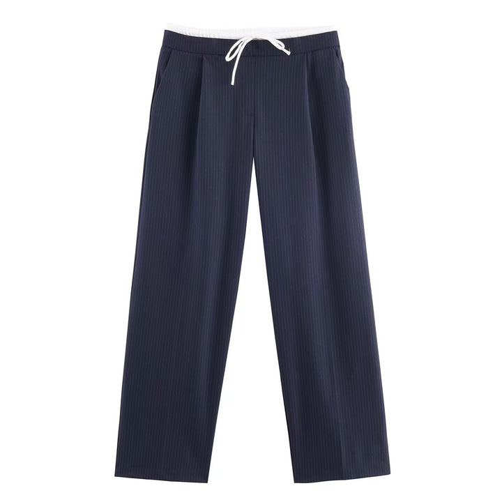 Damen 60+ weite Highwaist Palazzohose mit Tunnelzugbund und Bügelfalte Drune