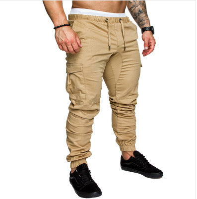 Herren nan taillierter Cargo-Jogger mit elastischem Bund, Kordelzug und aufgesetzten Taschen Drune