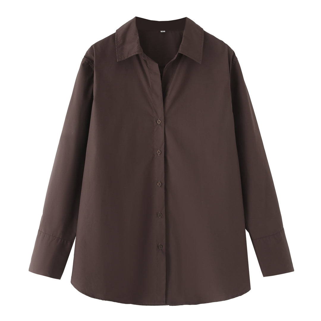 Damen 20+ lässige Oversize Hemdbluse mit Hemdkragen, durchgehender Knopfleiste und verlängertem Rückteil Drune
