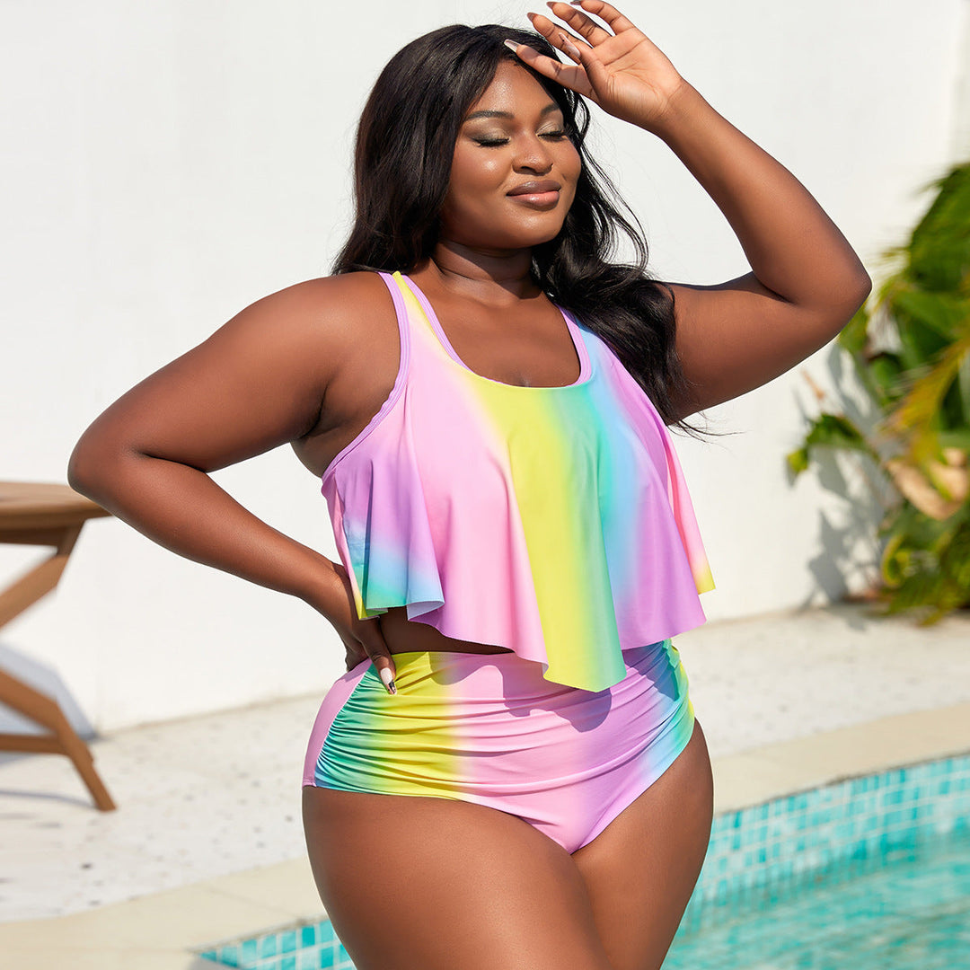 Damen Tankini-Set mit fließendem Oberteil und hochgeschnittenen Shorts Drune