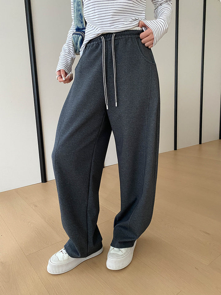 Damen lässige Sweatpants mit hohem Bund und weit geschnittenem Bein Drune