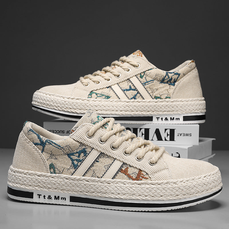 Herren Freizeitschuhe mit stylischem Textiloberteil und geflochtener Sohle Drune