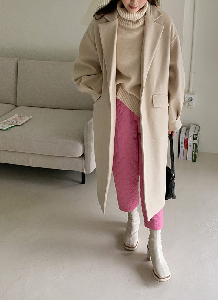 Damen Longline Wollmix-Mantel mit kastiger Oversize-Passform und cleanem Revers Drune