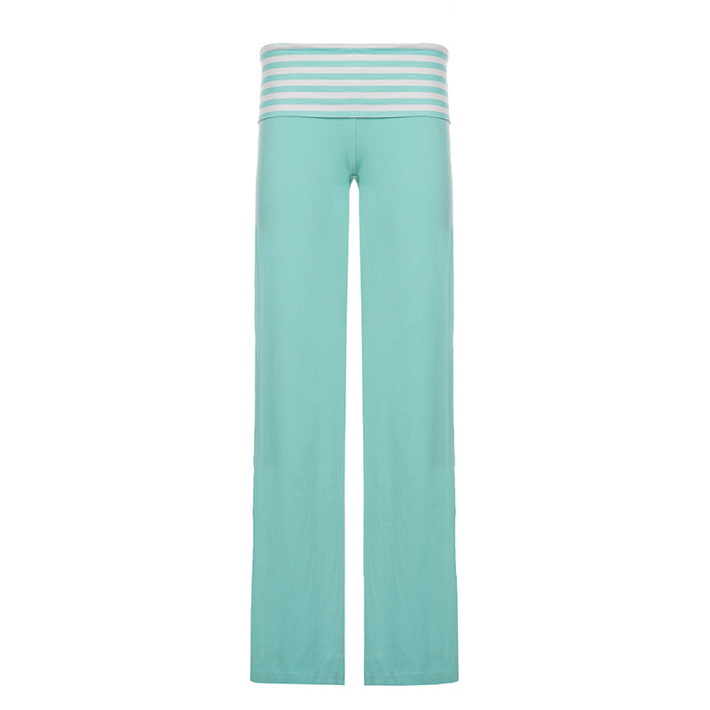 Damen Palazzo-Yogahose mit breitem Umschlagbund und fließender Jersey-Qualität Drune