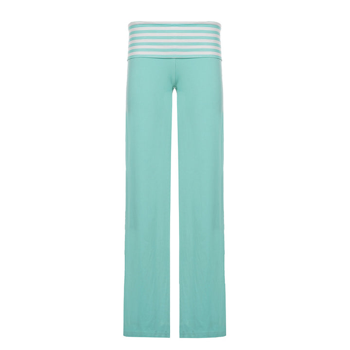 Damen Palazzo-Yogahose mit breitem Umschlagbund und fließender Jersey-Qualität Drune