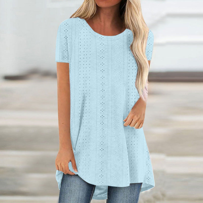 Stylische Damen Kurzarm-Tunika T-Shirt Drune