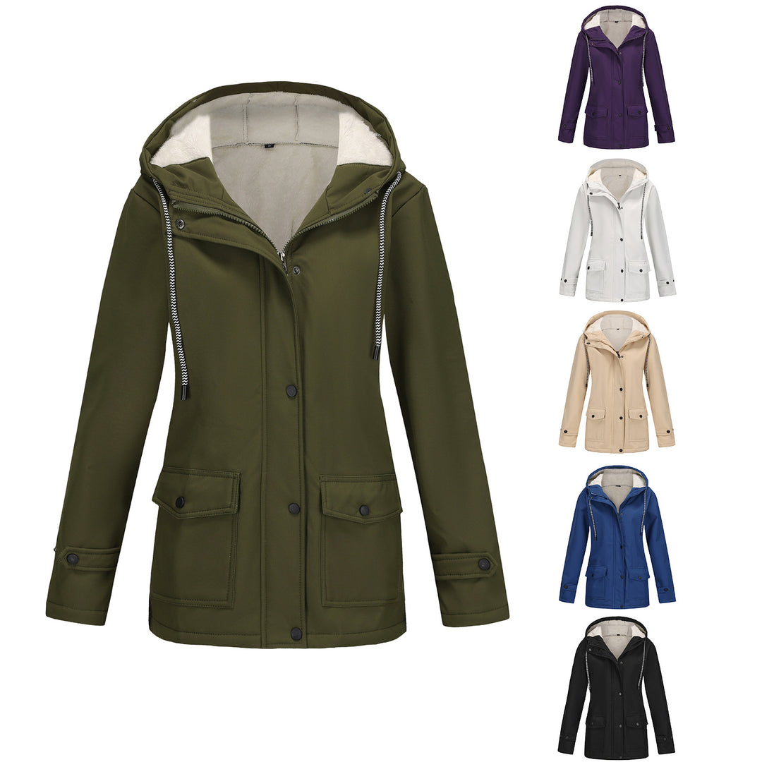 Damen nan wasserabweisender Parka mit Teddyfutter verstellbarer Kapuze und aufgesetzten Taschen Drune