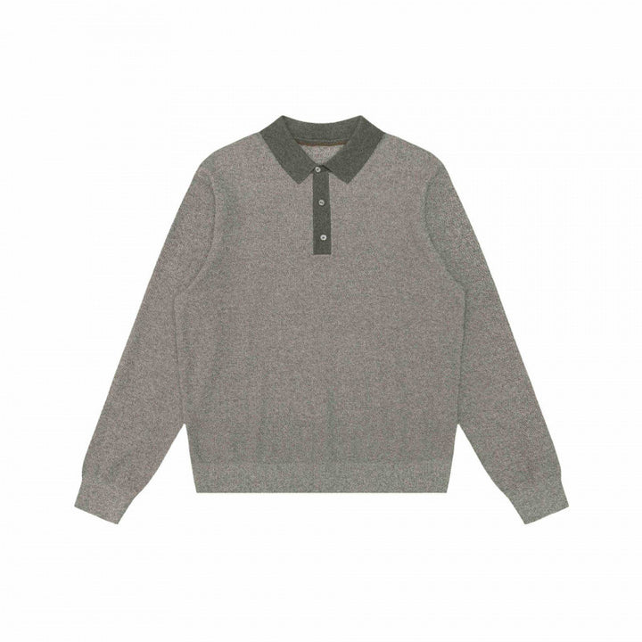 Unisex Feinstrick-Polopullover mit Henley-Knopfleiste und gerippten Bündchen Drune