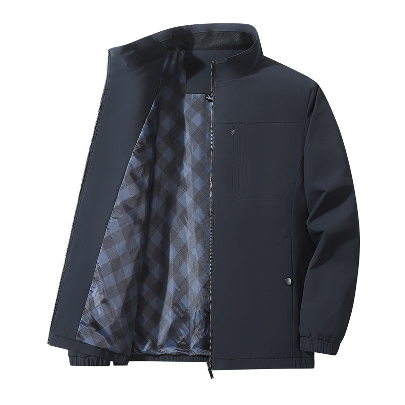 Herren moderner Komfort-Blouson mit innen kariertem Futter, verdecktem Zweiwege-Reißverschluss und elastischen Ärmelbündchen Drune