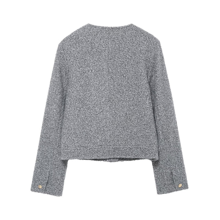 Damen Bouclé-Boxy-Jacke mit goldenen Knöpfen und aufgesetzten Taschen Drune