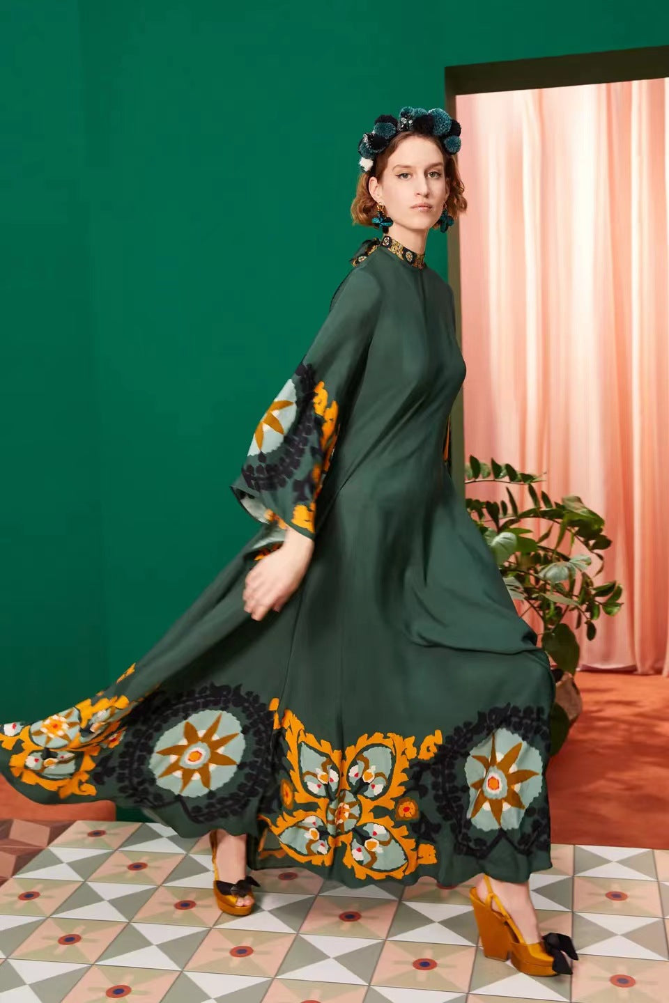 Drune | Bedrucktes Dreiviertelarmkleid