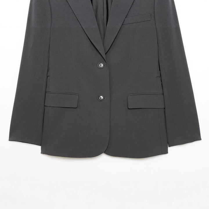 Damen nan modernes Relax-Blazer mit strukturlosem Fall, Reverskragen und Pattentaschen Drune