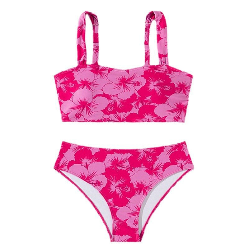 Damen Bikini-Set mit floralem Hochbund und breiten Trägern Drune