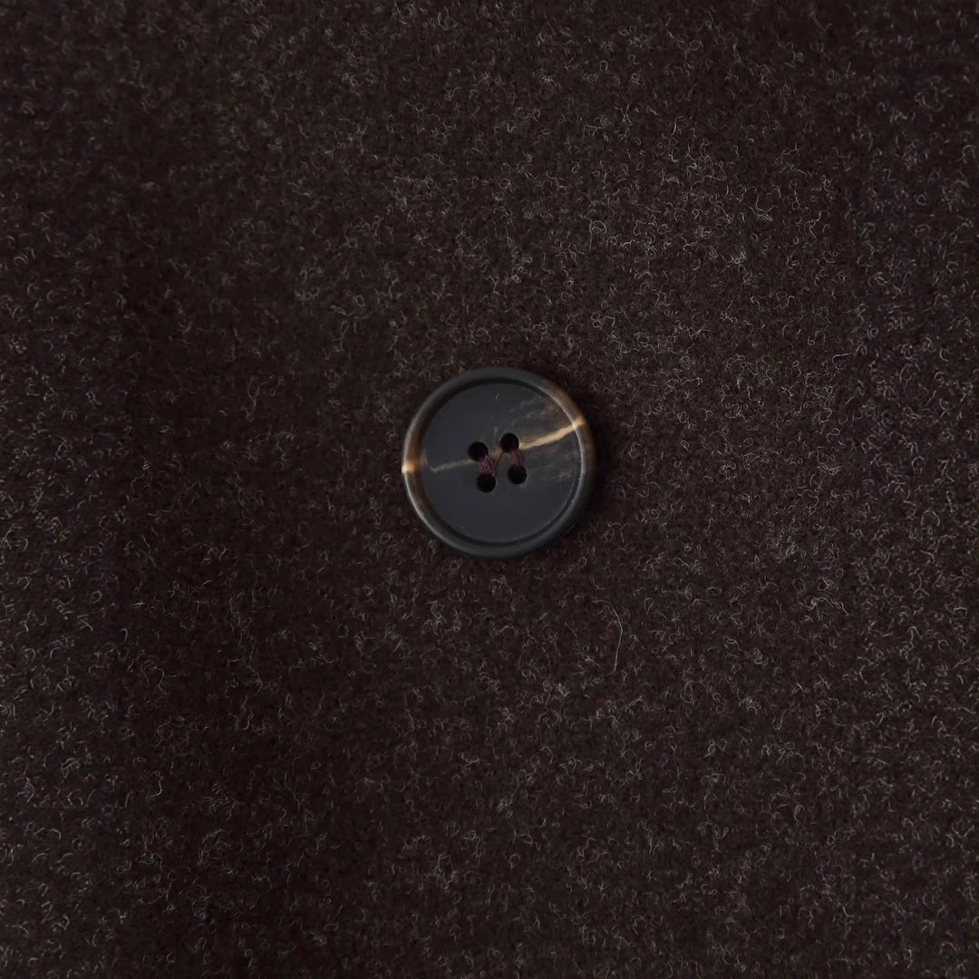 Damen nan langer minimalistischer Doppelreiher Wollmix-Mantel mit Schalkragen und seitlichen Eingrifftaschen Drune