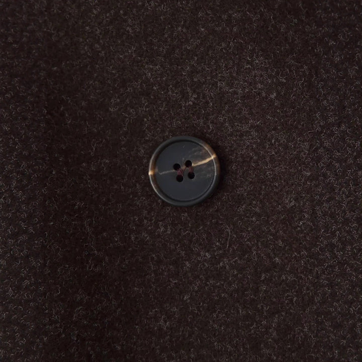 Damen nan langer minimalistischer Doppelreiher Wollmix-Mantel mit Schalkragen und seitlichen Eingrifftaschen Drune