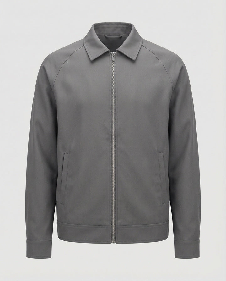 Herren kurze minimalistische Reißverschlussjacke mit Hemdkragen und kastiger Silhouette Drune